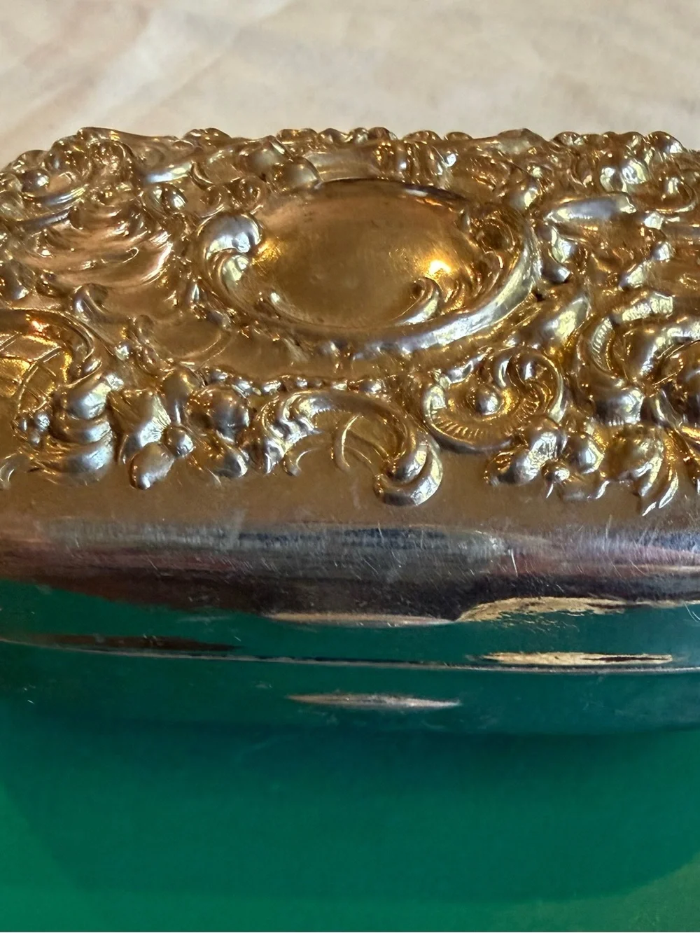 Antique Victorian Art Nouveau Silver- Plated Traveling Soap Box Trinket Casket